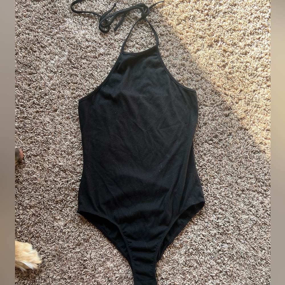 Princess Polly Ribbed Tie Halter Bodysuit